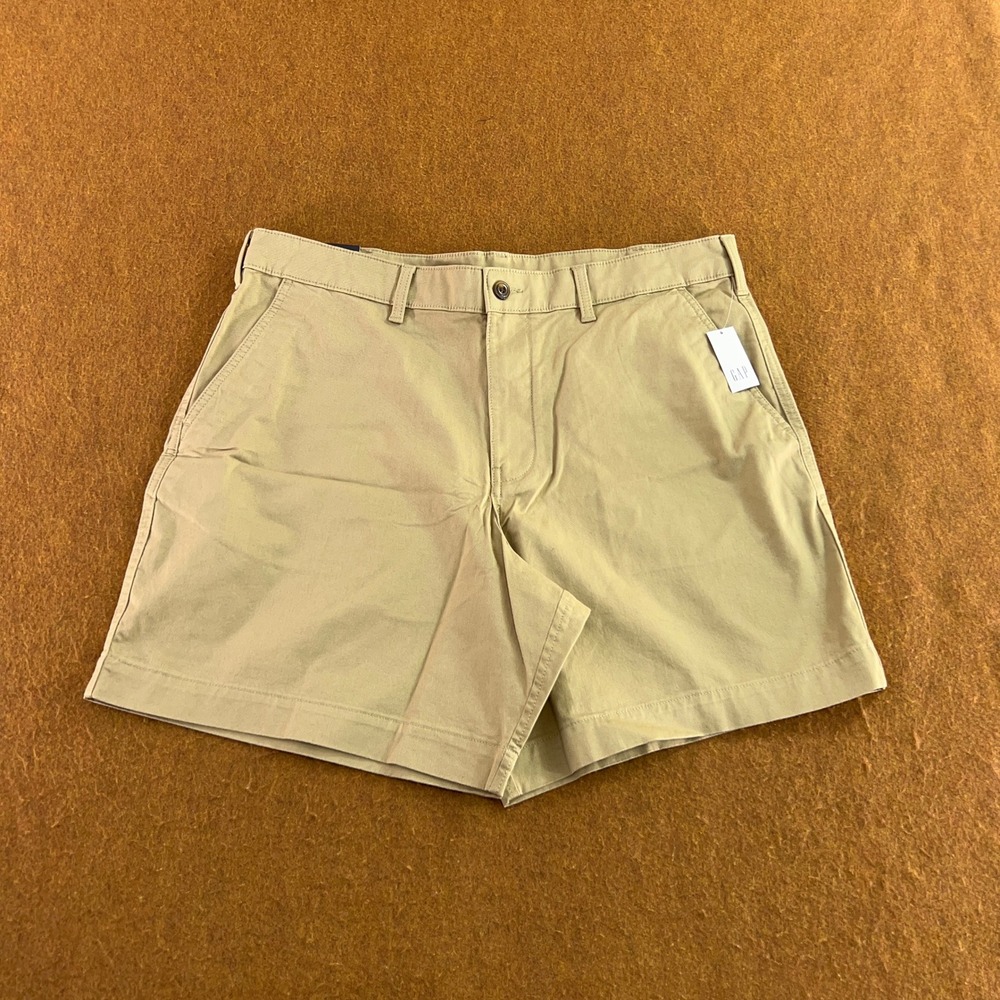 Gap Mens 36 Khaki Tan Stretch Chino Flat Front Shorts NWT